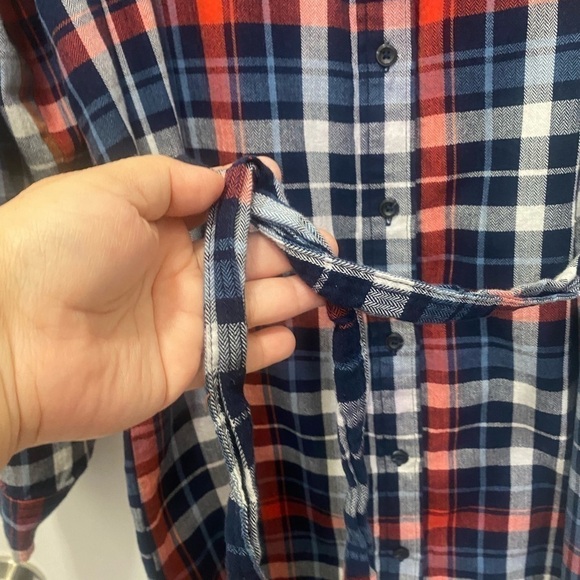 Universal Thread Blue Plaid Buttoned Down Shirt Dress - Picture 6 of 7